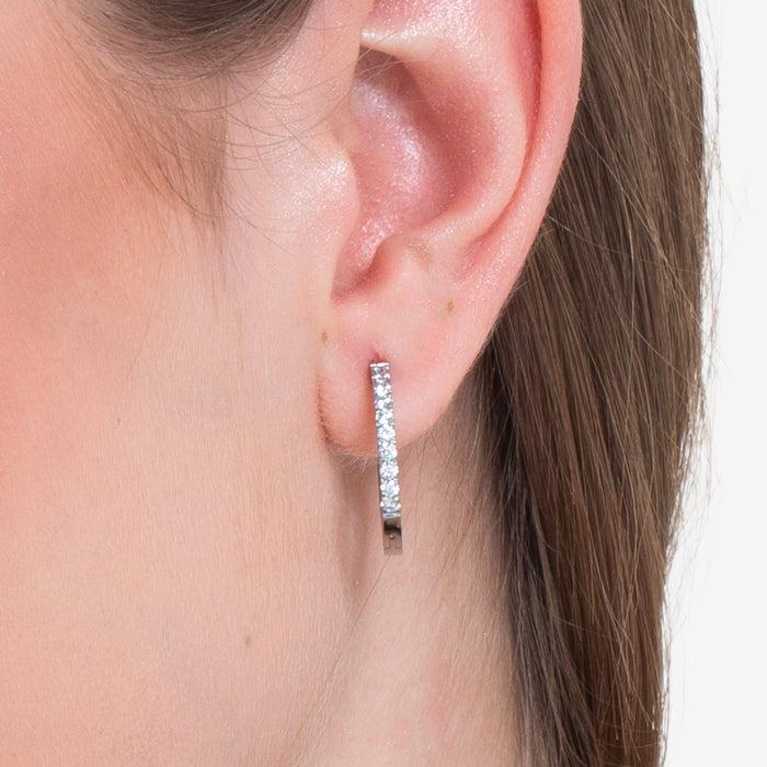 MONO ORECCHINO DONNA IN ACCIAIO CON CRISTALLI BIANCHI