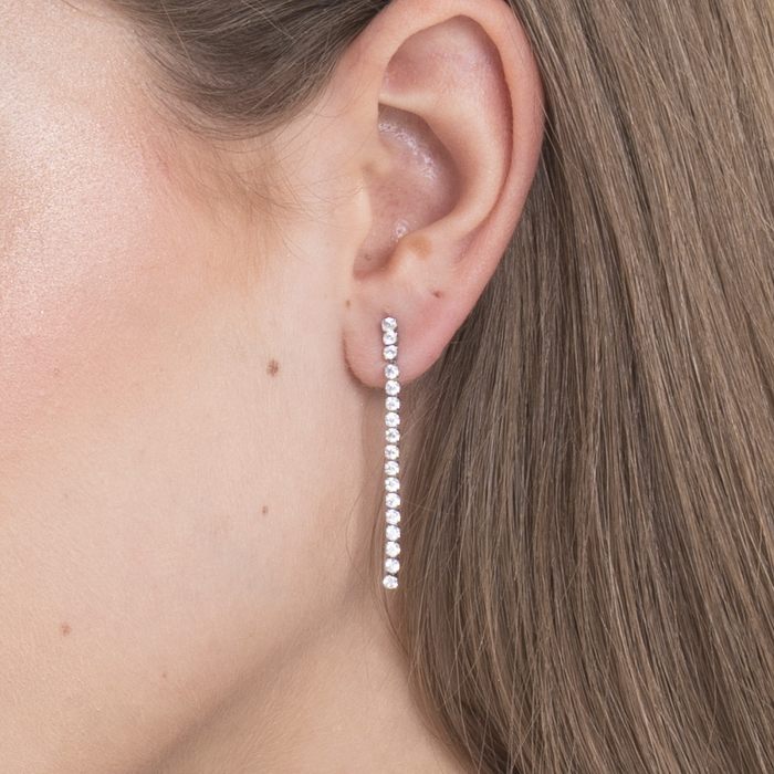 MONO ORECCHINO TENNIS DONNA IN ACCIAIO CON ZIRCONI BIANCHI