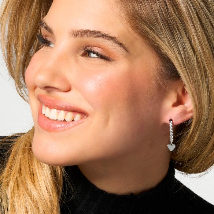 ORECCHINI DONNA IN ACCIAIO CON CUORE E ZIRCONI BIANCHI