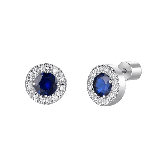 ORECCHINI DONNA IN ACCIAIO CON ELEMENTI CON ZIRCONI BLU E BIANCHI