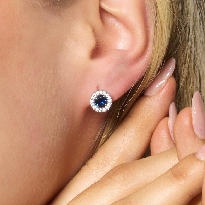 ORECCHINI DONNA IN ACCIAIO CON ELEMENTI CON ZIRCONI BLU E BIANCHI