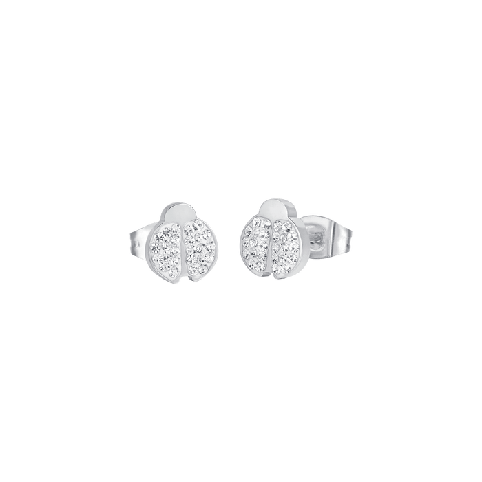 BOUCLES D'OREILLES FEMME EN ACIER AVEC COCCINELLE ET CRISTAUX