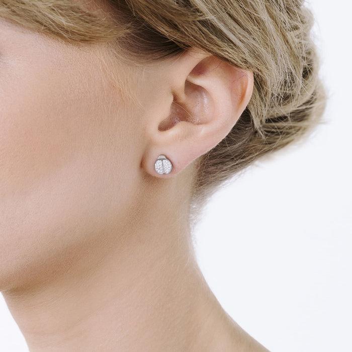 BOUCLES D'OREILLES FEMME EN ACIER AVEC COCCINELLE ET CRISTAUX