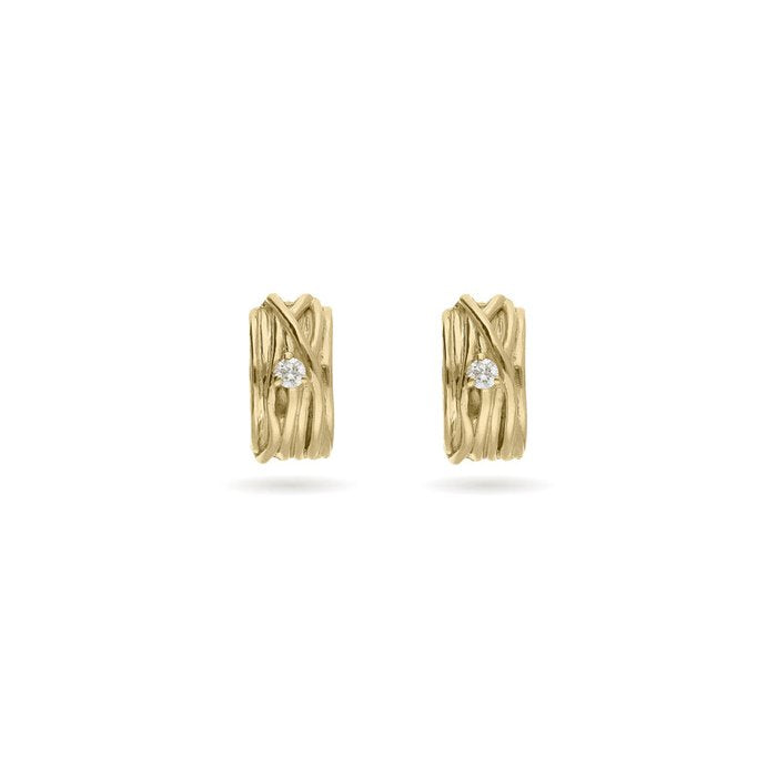 Filodellavita Mini - 9kt White Rose Yellow Gold and White Diamond Earrings