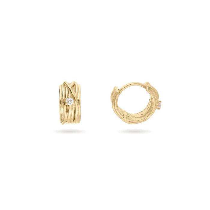 Filodellavita Mini - 9kt White Rose Yellow Gold and White Diamond Earrings