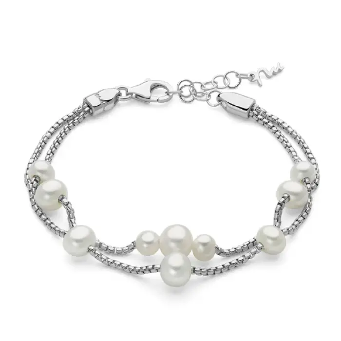 Bracciale in argento a due fili con perle Oriente