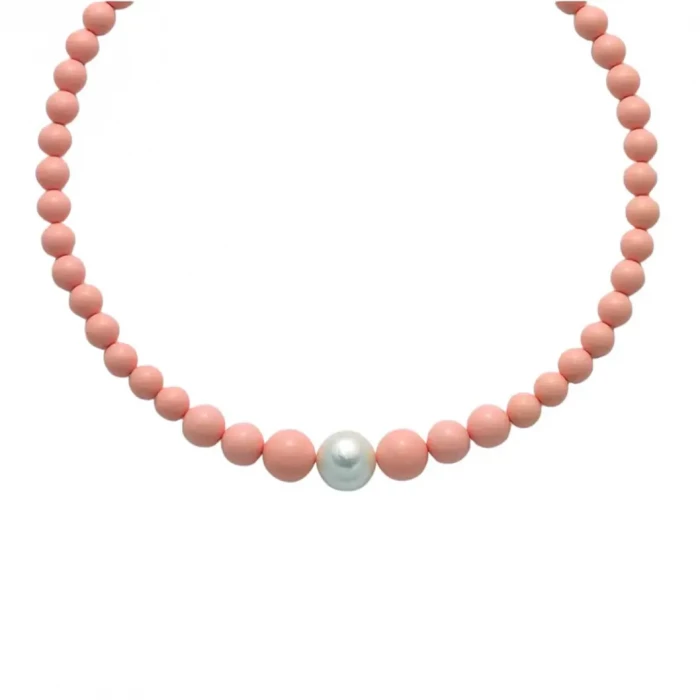 Collier ras du cou en pâte de corail rose