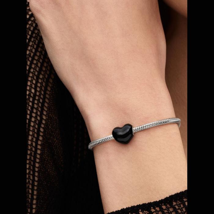 Charm Cuore Metallico Nero