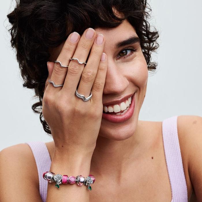 Charm Murano Glass Pink and Circles