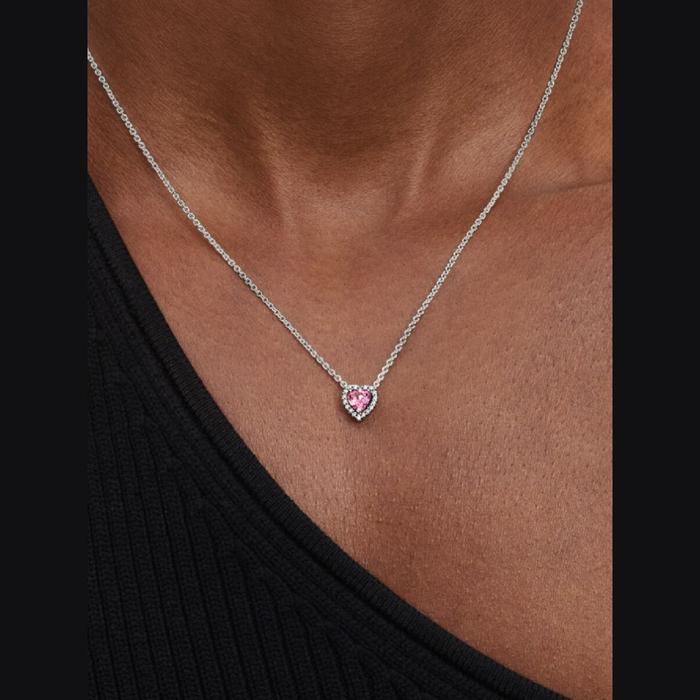 Pink Embossed Heart Necklace