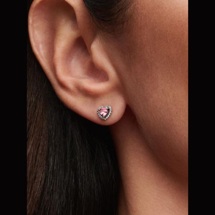 Orecchini Cuori in Rilievo Rosa