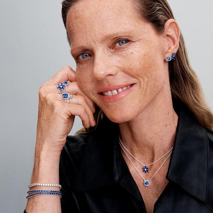 Orecchini Punto Luce Quadrato Blu