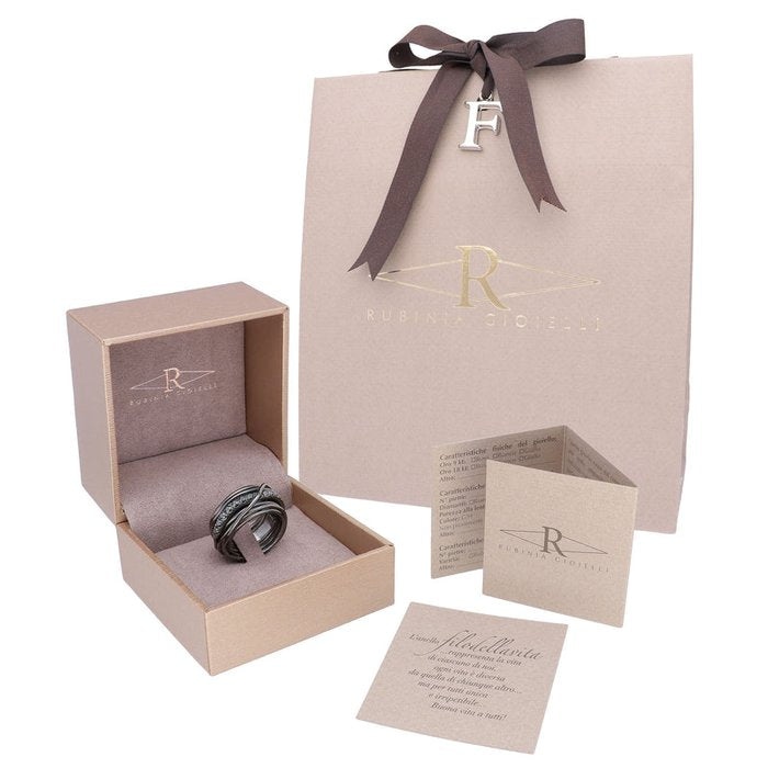 Filodellavita Rock 13 strands in burnished 925 silver and Black Diamonds