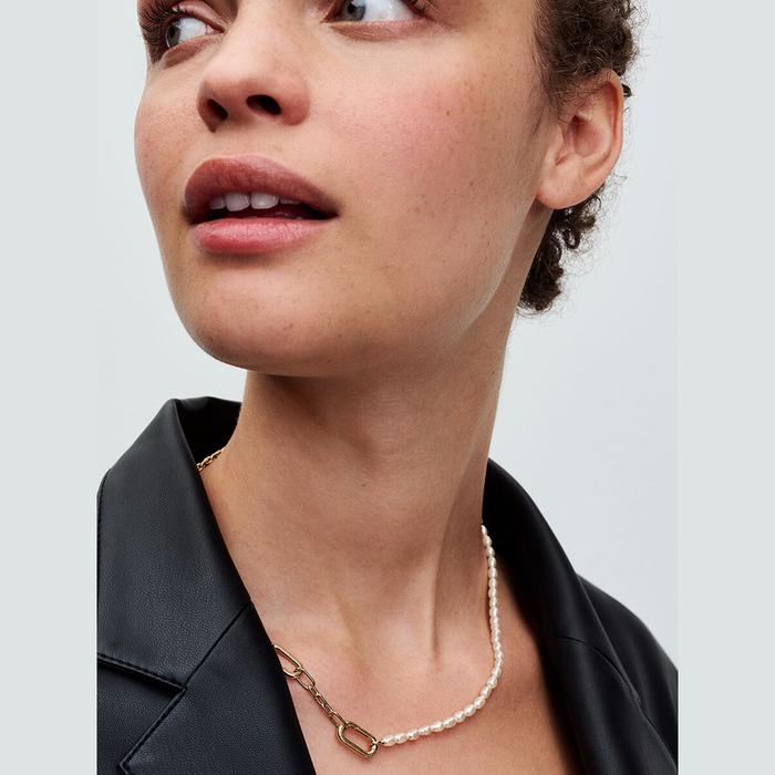 Collana Maglia Link Slim con Perle d’Acqua Dolce Coltivate Pandora ME