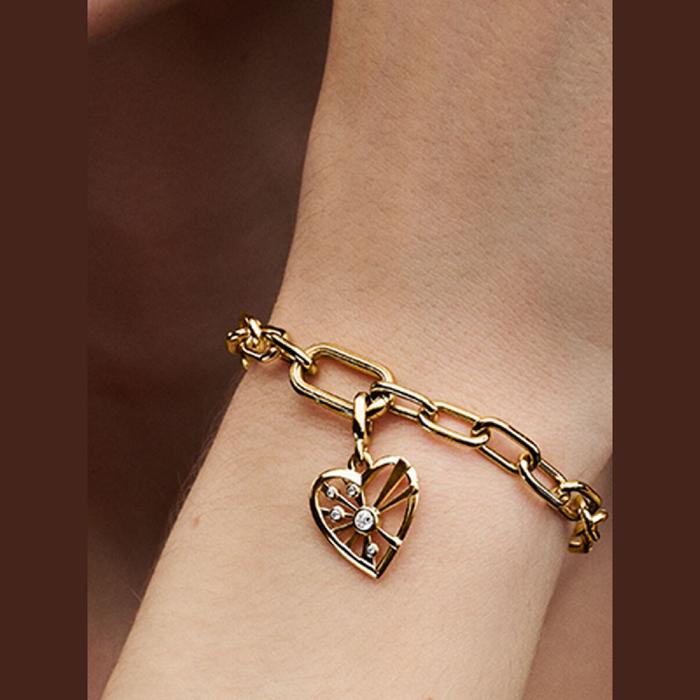 Charm medallion Cuore e raggi