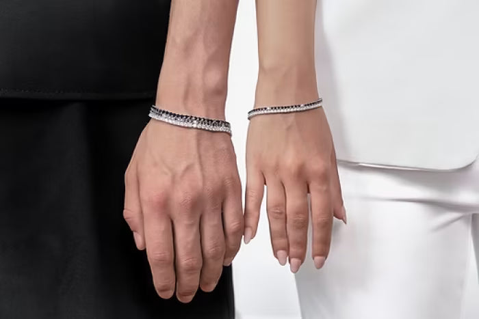 Bracciale Tennis in Acciaio con Zirconi neri