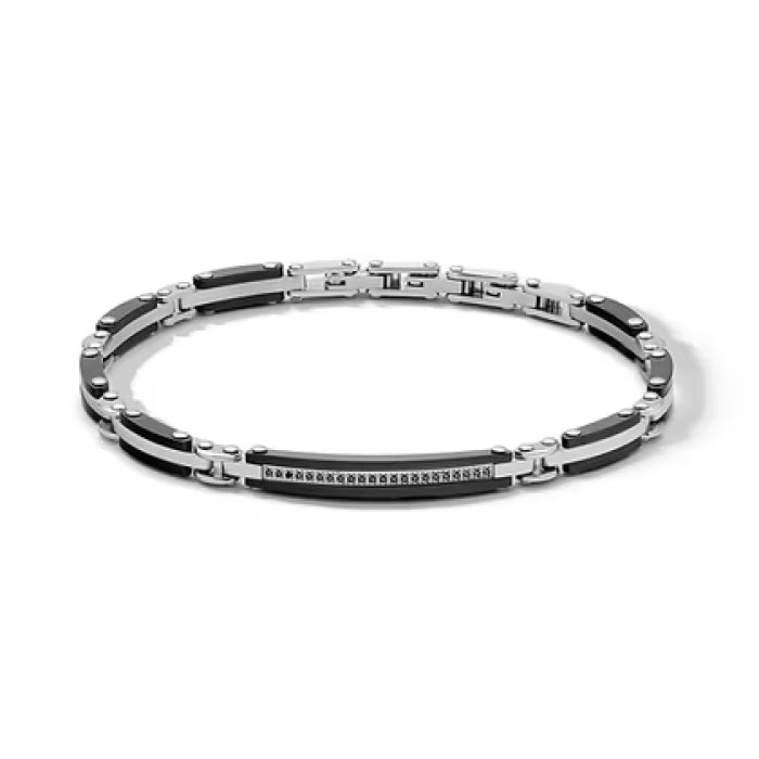 Bracciale in Acciaio, Pvd nero e zirconi neri
