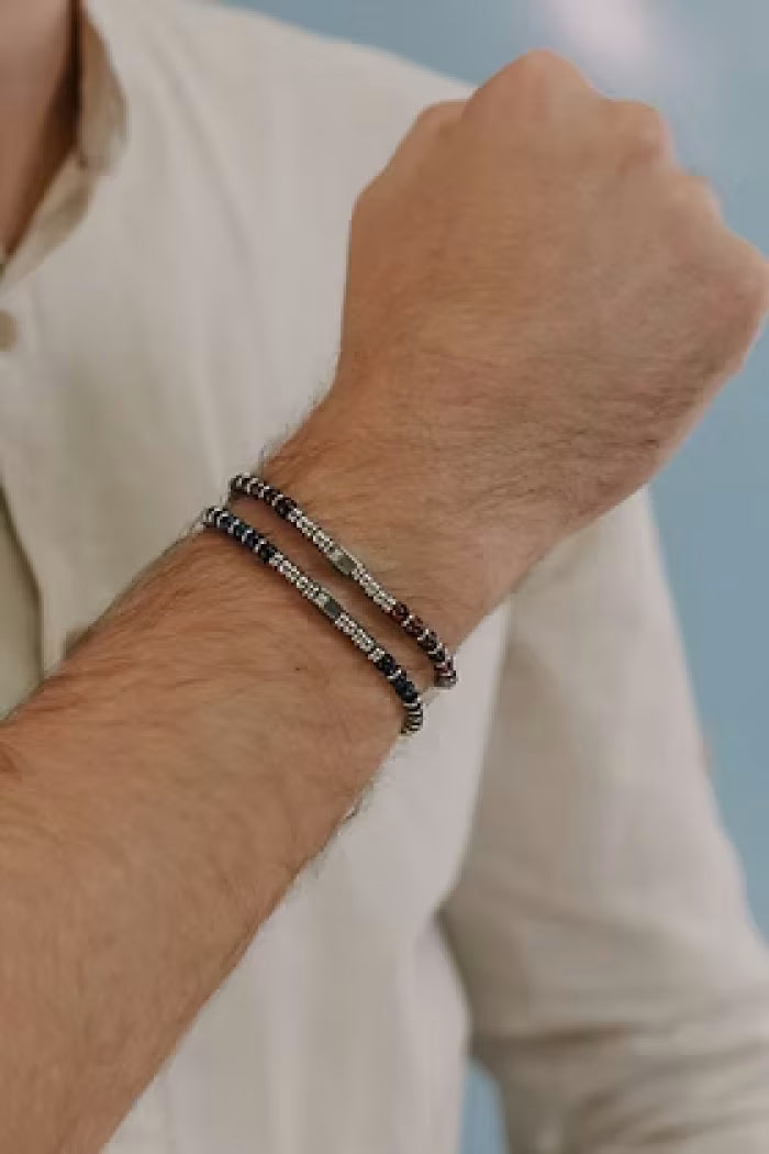 Bracciale in acciaio e occhio di tigre