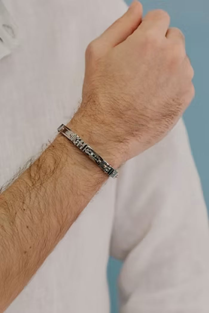 Bracciale in Acciaio e Diamanti neri