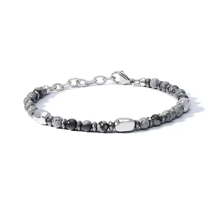 Bracciale acciaio con Rodocrosite ed Ematite