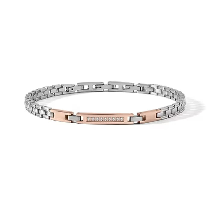 Bracciale in Acciaio pvd rosè con Diamanti bianchi