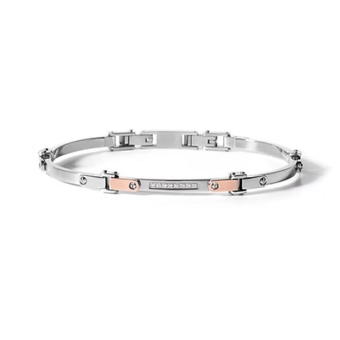 Bracciale in Acciaio, Oro rosa e Diamanti bianchi