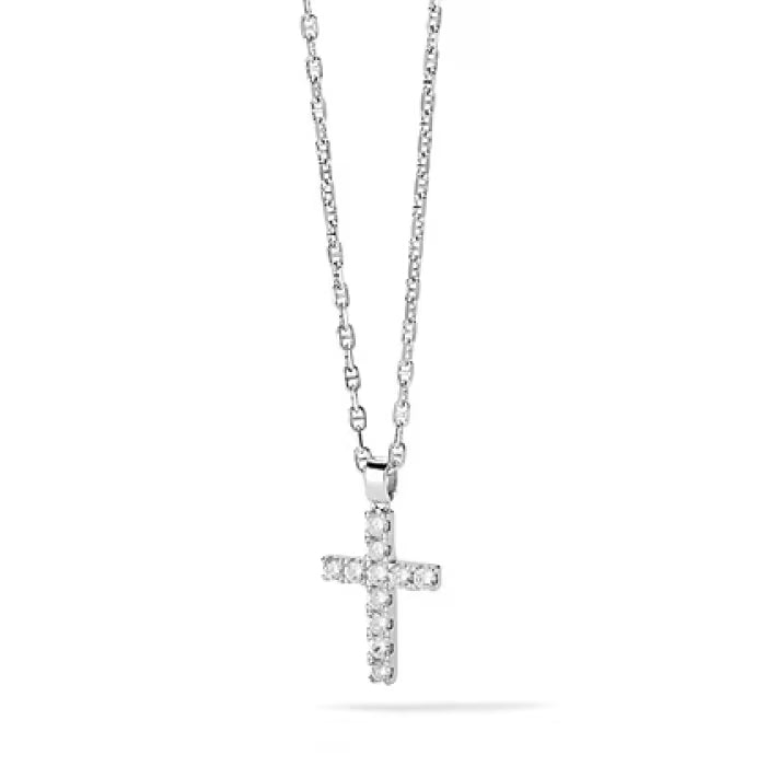 Girocollo Croce in Argento e zirconi bianchi