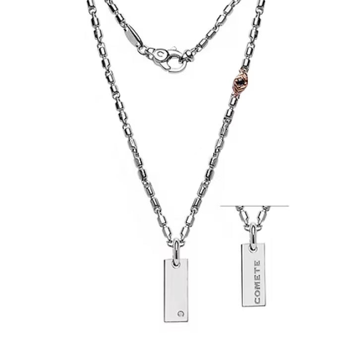 Girocollo in Argento lucido e rosè, Diamante e Spinelli neri