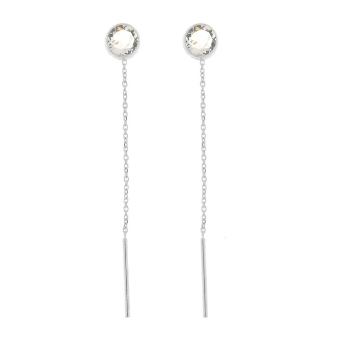 Boucles d'oreilles longues en argent 925 avec point lumineux