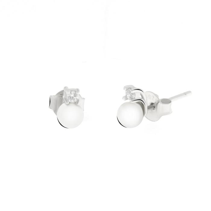 Orecchini in Argento 925 con perla e zircone bianco