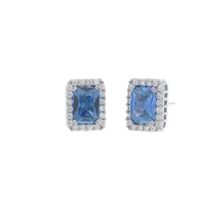 Orecchini in Argento 925 a lobo con zircone blu