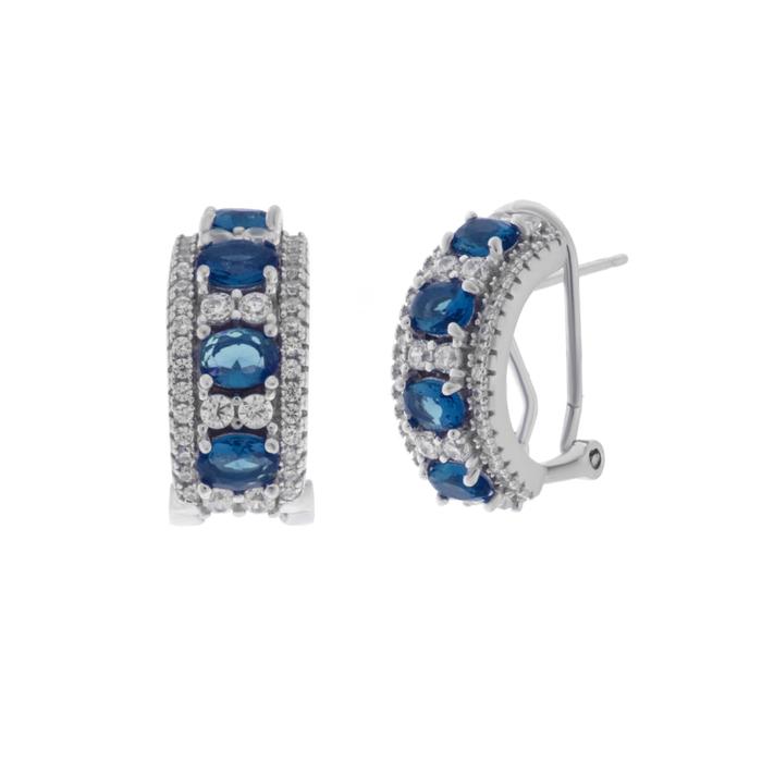 Orecchini in Argento 925 zirconi bianchi e blu