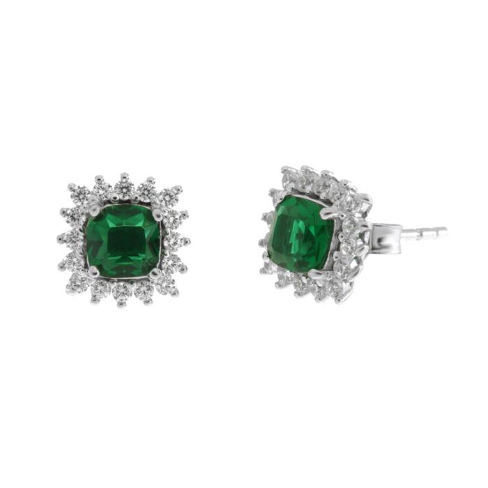 Orecchini in Argento 925 a lobo con zircone verde