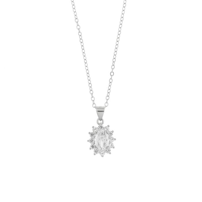 925 Silver Necklace with Clear Zirconia