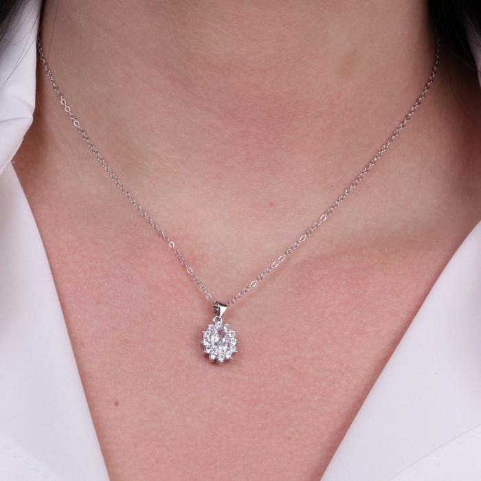 925 Silver Necklace with Clear Zirconia