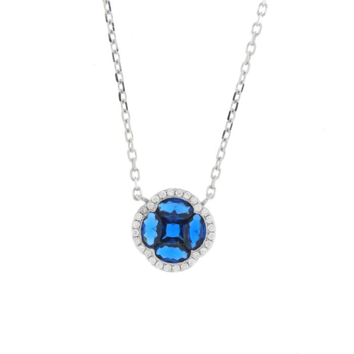 Collier en argent 925 avec pendentif en zircon bleu