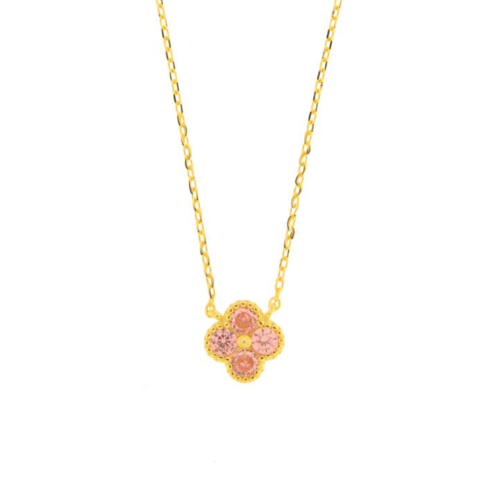 Collier en argent 925 avec fleur rose