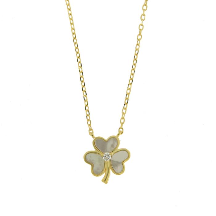 Collana in Argento 925 con trifoglio in madreperla