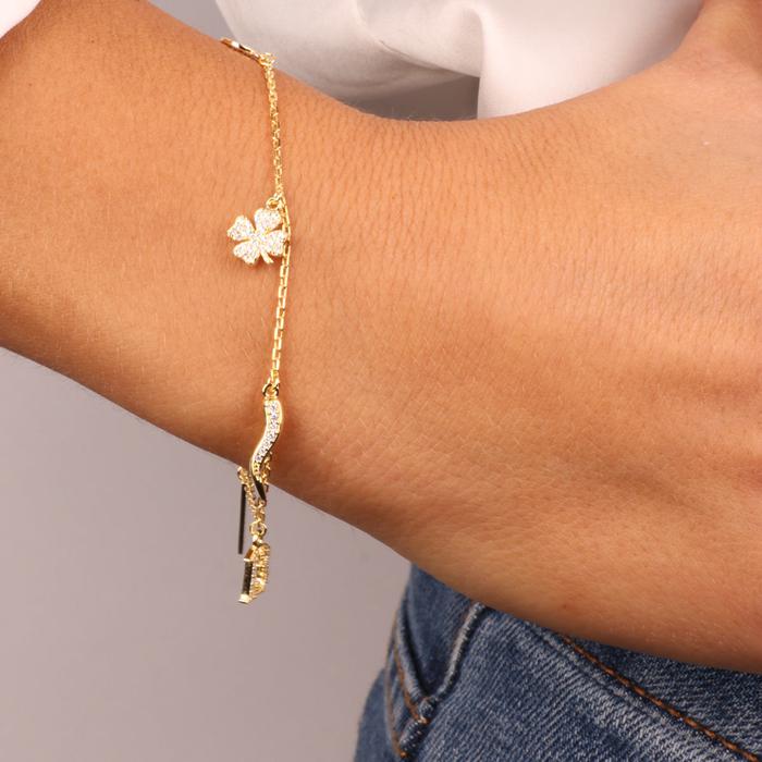 925 Silver Bracelet with White Zirconia Lucky Charms