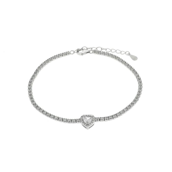 Bracciale in Argento 925 con cuore impreziosito da zirconi