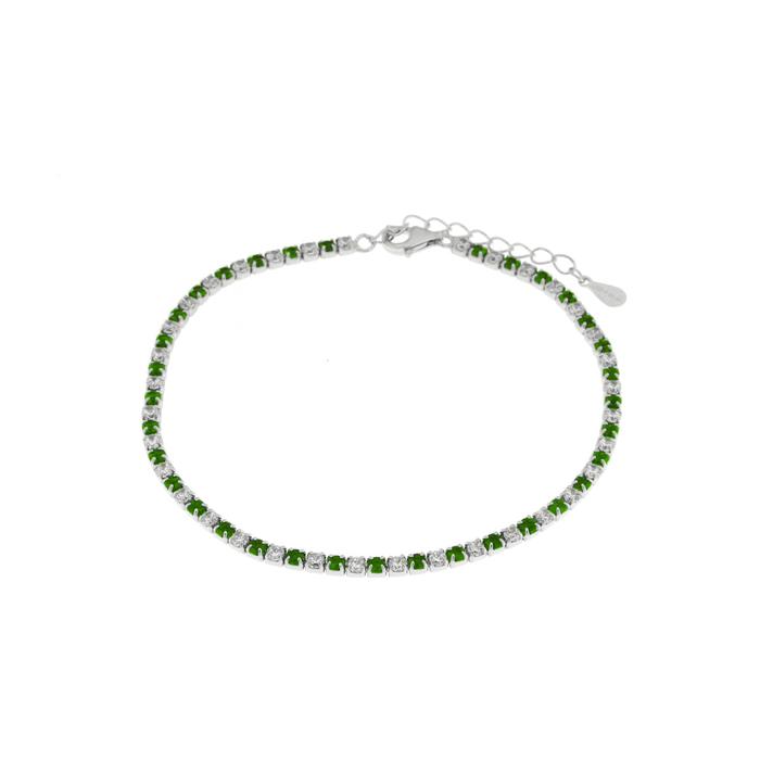 Bracciale in Argento 925 con zirconi verdi e trasparenti