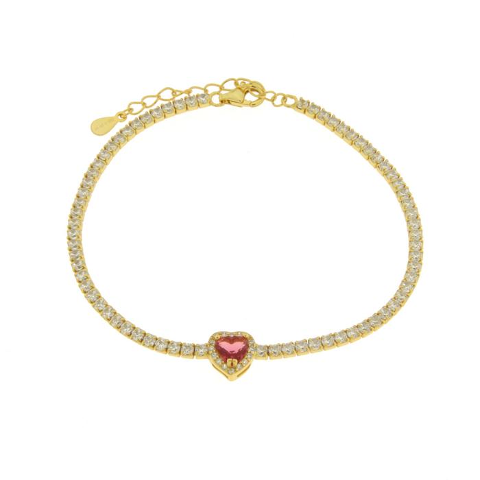 Bracciale in Argento 925 con cuore blu impreziosito da zirconi