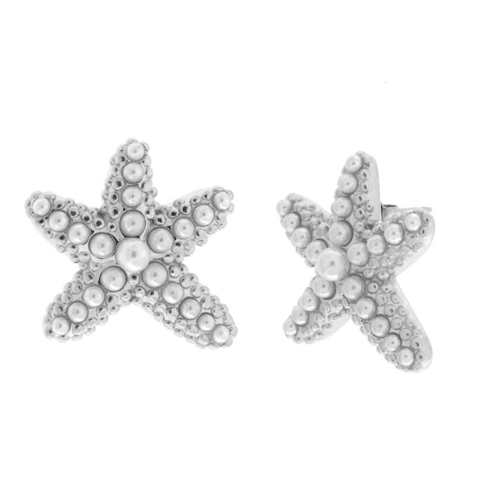 Orecchini in Acciaio stella marina con perle