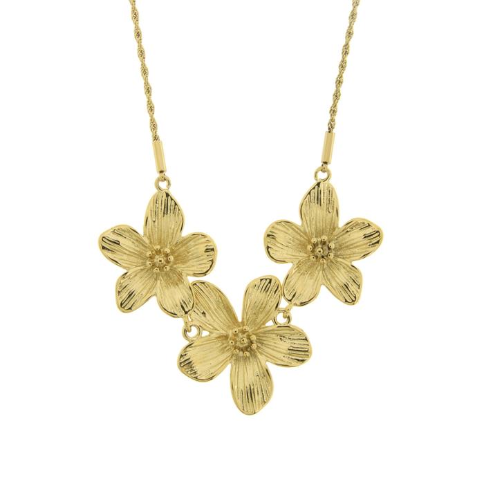 Collana in Acciaio fiori rigati