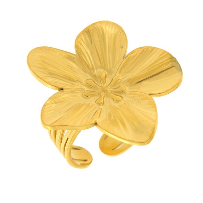 Bague en acier avec fleur