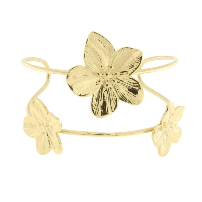 Bracelet rigide en acier avec fleurs