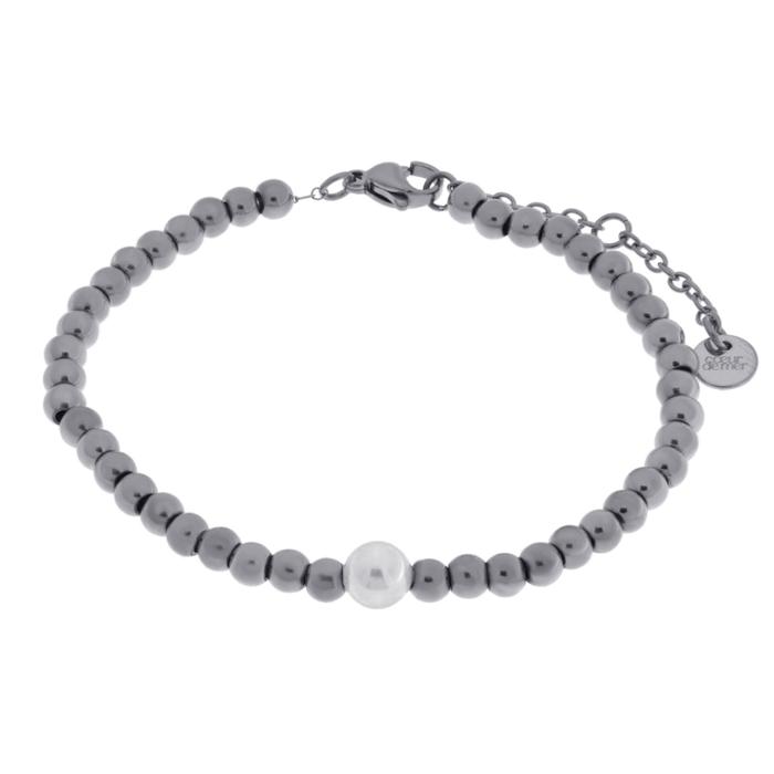 Bracciale in Acciaio sfere con perla