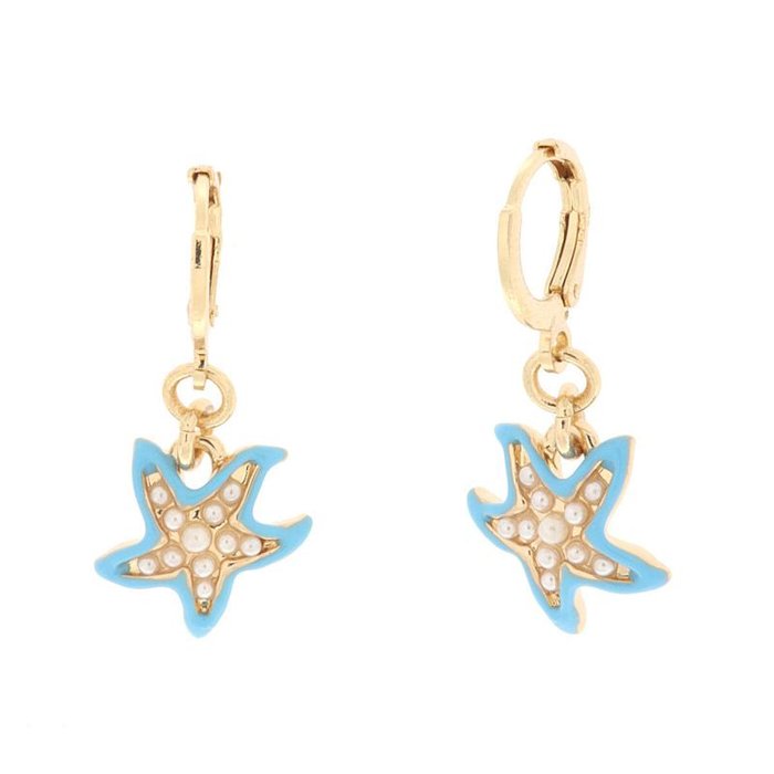 Metal earrings with starfish pendant
