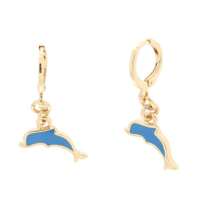 Boucles d'oreilles en métal avec pendentif dauphin