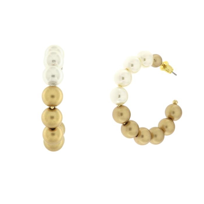 Boucles d'oreilles créoles en métal avec perles bicolores